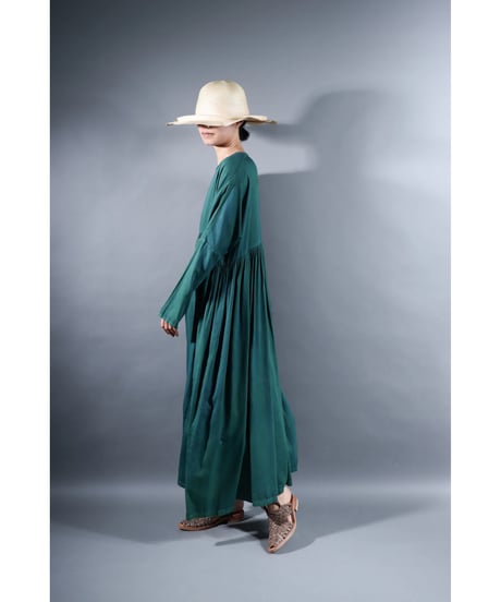 3.Kurteno-dress  / Long sleeve / Organic cotton satin / Sea green