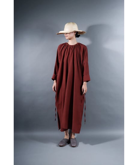 3.Drop / Dress / Silk Cotton Khadi / Brick brown