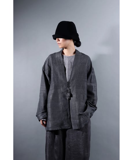 １.Haori tussar / Silk khadi / size 2 / Charcoal gray
