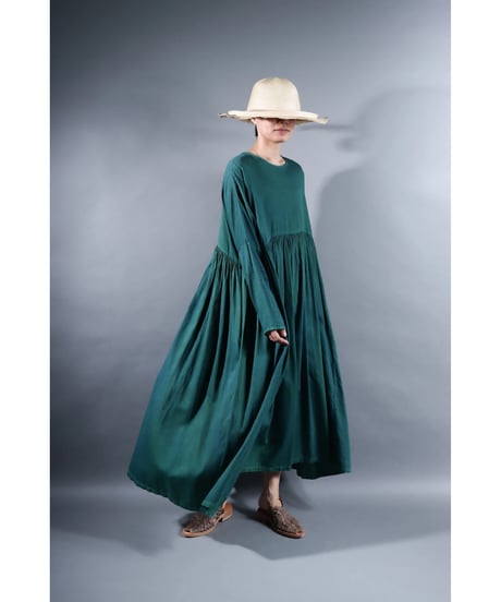 3.Kurteno-dress  / Long sleeve / Organic cotton satin / Sea green