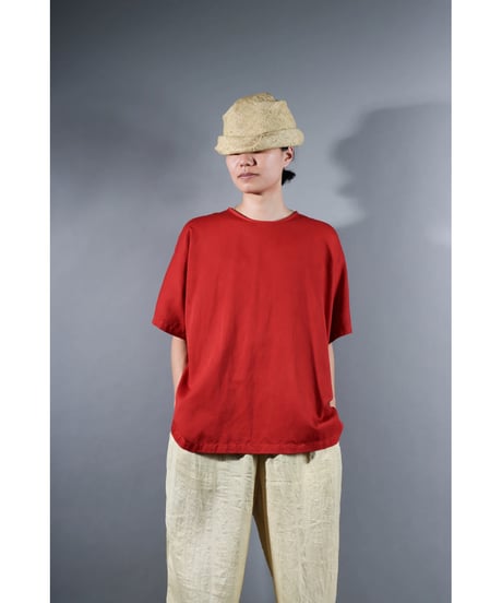 5.Fendo-Half sleeve tops / Organic cotton satin / Madder red
