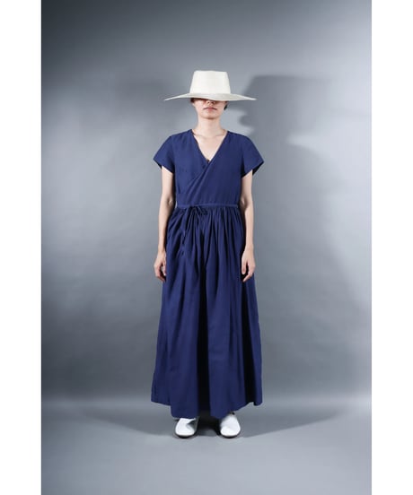 1.Lilith cap sleeve dress / sp / Cotton silk khadhi / Evening blue
