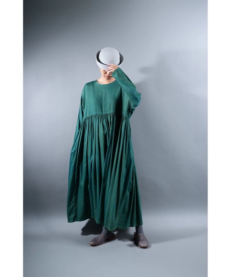 2.Kurteno-dress / Long sleeve / Organic cotton satin / Green lake