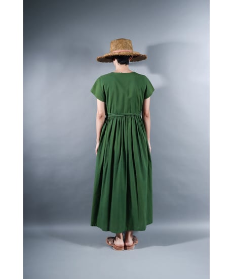 1.Lilith cap sleeve dress / sp / Organic cotton lawn /  Forest green