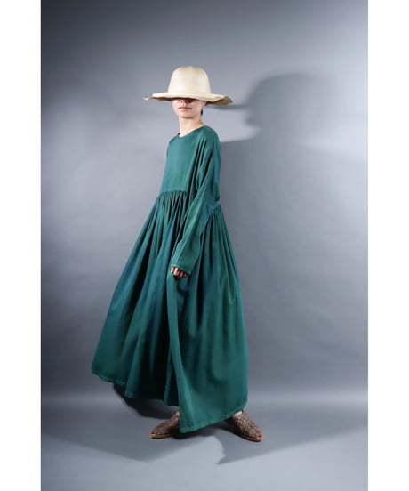 3.Kurteno-dress  / Long sleeve / Organic cotton satin / Sea green