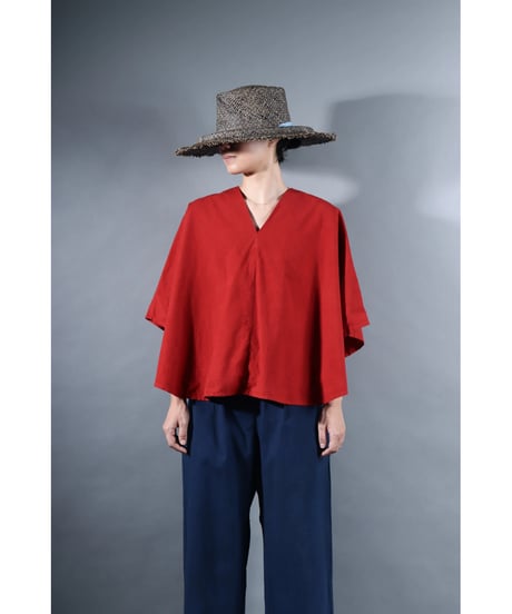 2.Ronda v-neck tops / sp / Organic cotton / Madder red