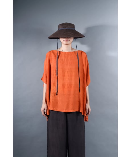 4.Karesante / slashed neck / Silk khadi / Tangerine Orange