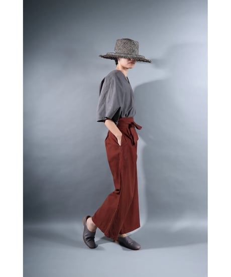 3.Hakama pants / sp / organic cotton typewriter / size1 / Rusty red brown