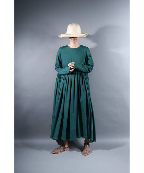 3.Kurteno-dress  / Long sleeve / Organic cotton satin / Sea green