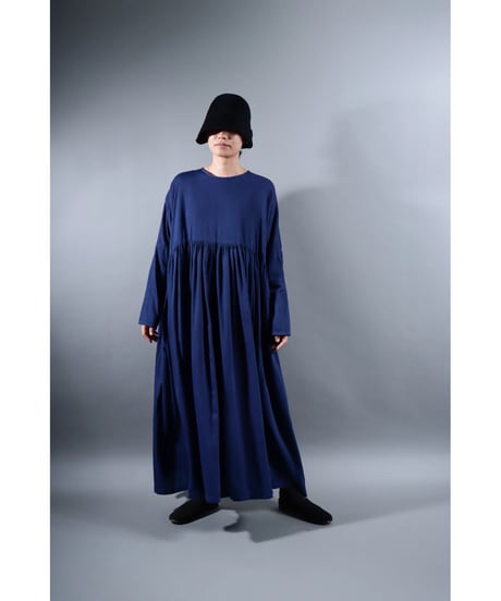5.Kurteno-dress sp/ Long sleeve / Organic cotton satin / Midnight blue