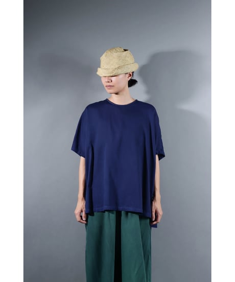 2.Fendo-Half sleeve tops / Organic cotton satin / Evening blue