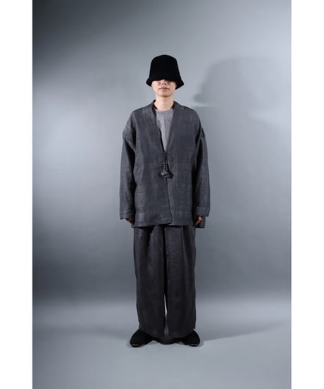 １.Haori tussar / Silk khadi / size 2 / Charcoal gray