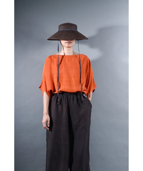4.Karesante / slashed neck / Silk khadi / Tangerine Orange