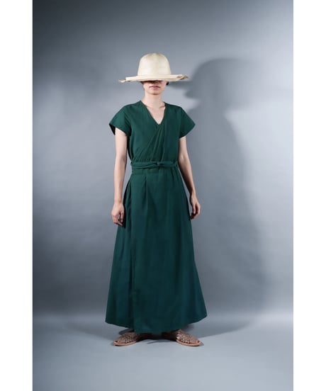 3.Rulo-capsleeve dress / Organic cotton / Ever green