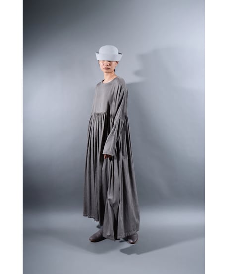 1.Kurteno-dress / Long sleeve / Organic cotton satin / Soft gray