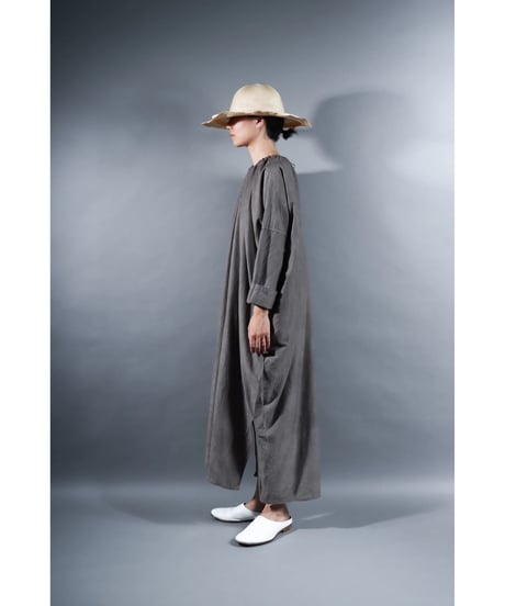 4.Drop / Dress / Silk cotton Khadi / Light gray