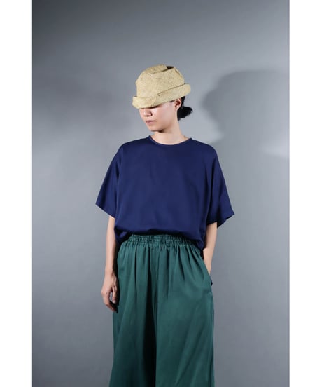 2.Fendo-Half sleeve tops / Organic cotton satin / Evening blue