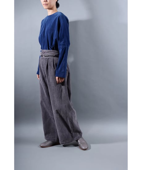 1.Hakama corduroy pants / organic cotton / size1 / Purplish gray