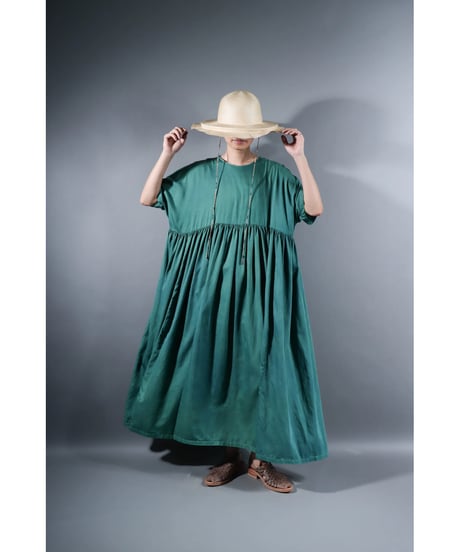 2.Kurteno-dress / Half sleeve / Organic cotton satin / Atoll green