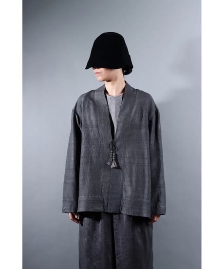 １.Haori tussar / Silk khadi / size 1 / Charcoal gray