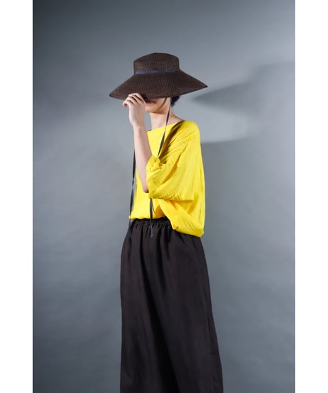 1.Karesante / slashed neck / Silk khadi / Shiny yellow