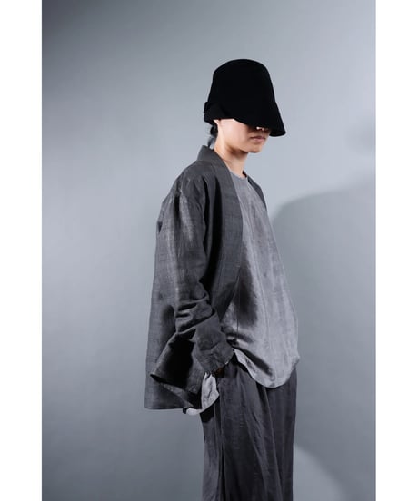 １.Haori tussar / Silk khadi / size 1 / Charcoal gray