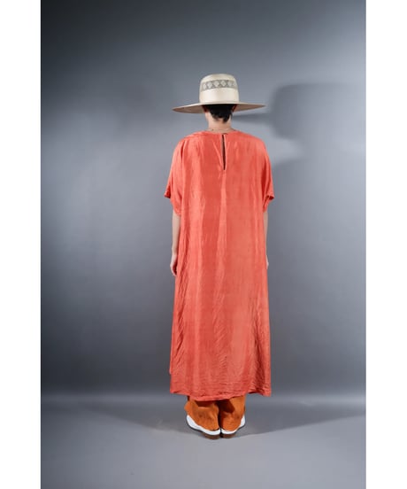3.Slit dress / Half sleeve / Silk khadi / Sunset orange