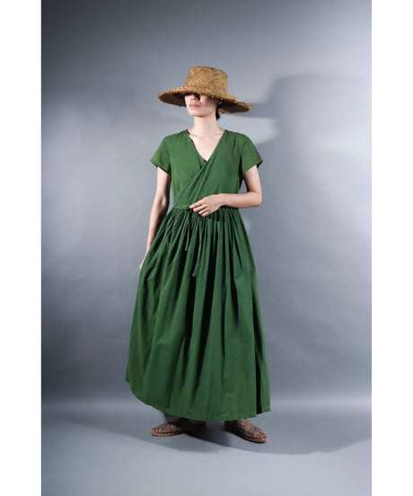 1.Lilith cap sleeve dress / sp / Organic cotton lawn /  Forest green