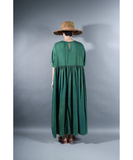 2.Kurteno-dress / Half sleeve / Organic cotton satin / Atoll green