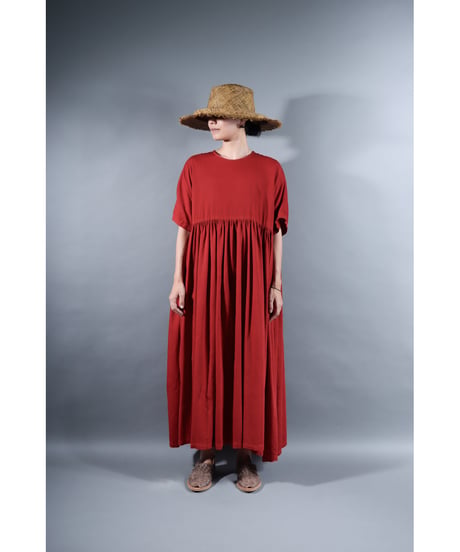 3.Kurteno-dress / sp / Half sleeve / Organic cotton satin / Madder red