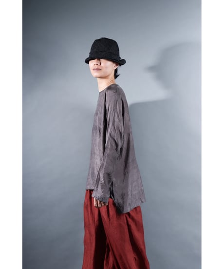 1.Fendo / Long sleeve tops / Silk khadi / Metalic gray
