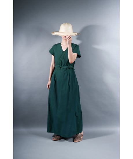 3.Rulo-capsleeve dress / Organic cotton / Ever green