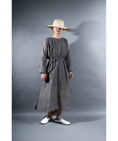 4.Drop / Dress / Silk cotton Khadi / Light gray