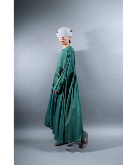 2.Kurteno-dress / Long sleeve / Organic cotton satin / Green lake