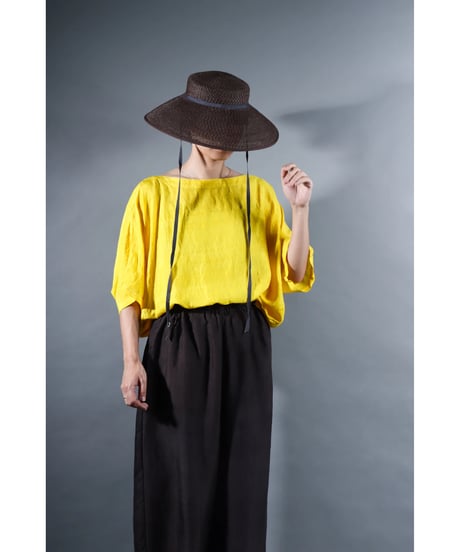 1.Karesante / slashed neck / Silk khadi / Shiny yellow