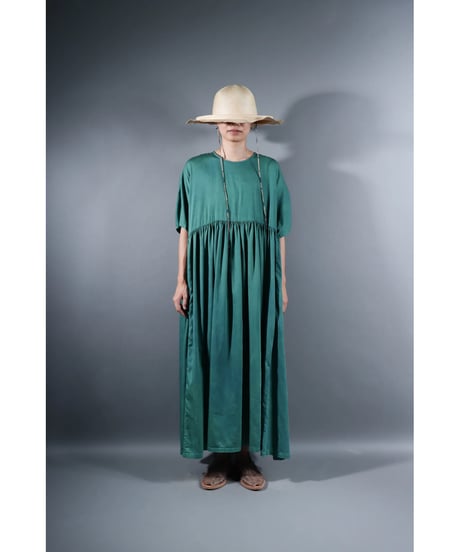 2.Kurteno-dress / Half sleeve / Organic cotton satin / Atoll green