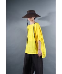 1.Karesante / slashed neck / Silk khadi / Shiny yellow