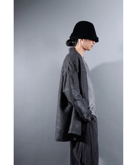 １.Haori tussar / Silk khadi / size 2 / Charcoal gray
