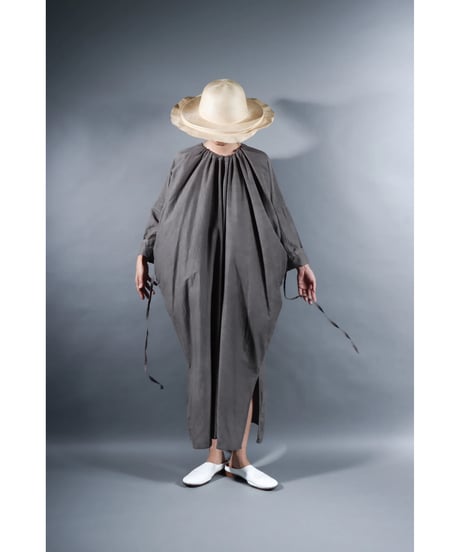 4.Drop / Dress / Silk cotton Khadi / Light gray