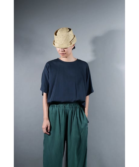 4.Fendo-Half sleeve tops / Organic cotton satin / Iron blue