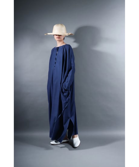 2.Drop / Dress / sp / Silk cotton Khadi / Evening blue