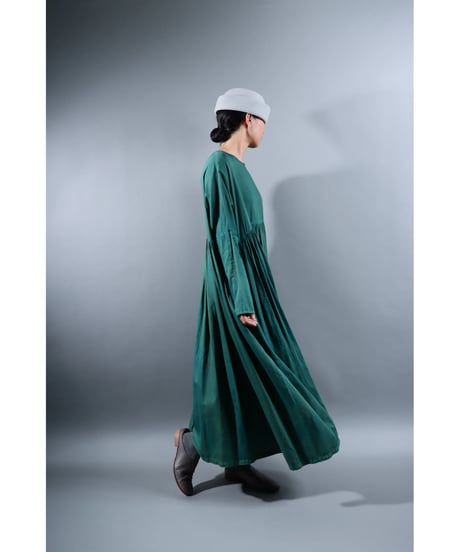 2.Kurteno-dress / Long sleeve / Organic cotton satin / Green lake