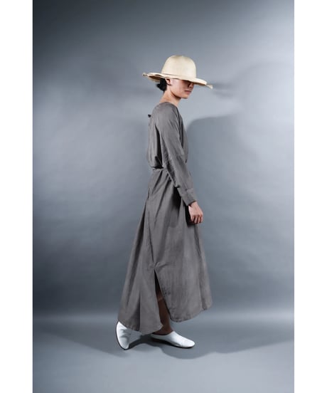 4.Drop / Dress / Silk cotton Khadi / Light gray