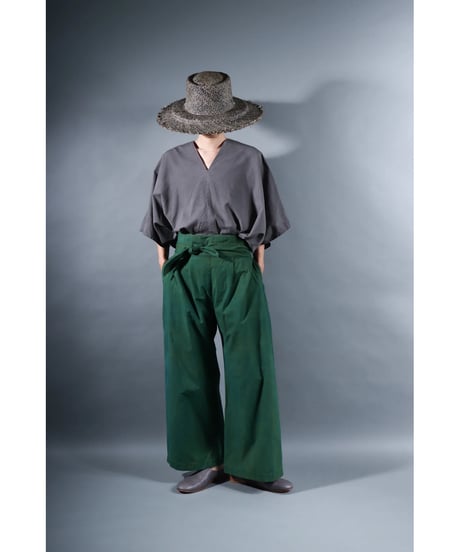 5.Hakama pants / sp / organic cotton typewriter / size1 / evergreen