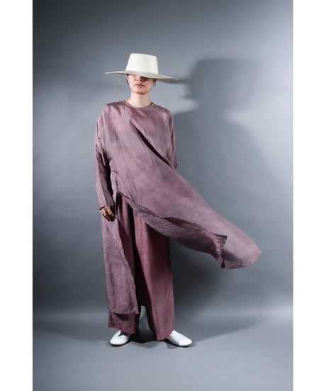1. Slit dress / Long sleeve / Silk khadi / Calm purple