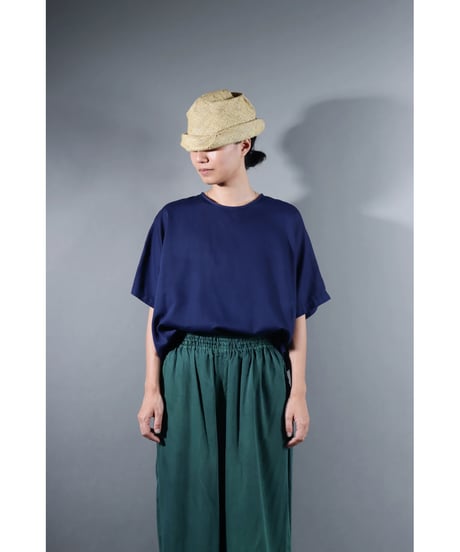 2.Fendo-Half sleeve tops / Organic cotton satin / Evening blue