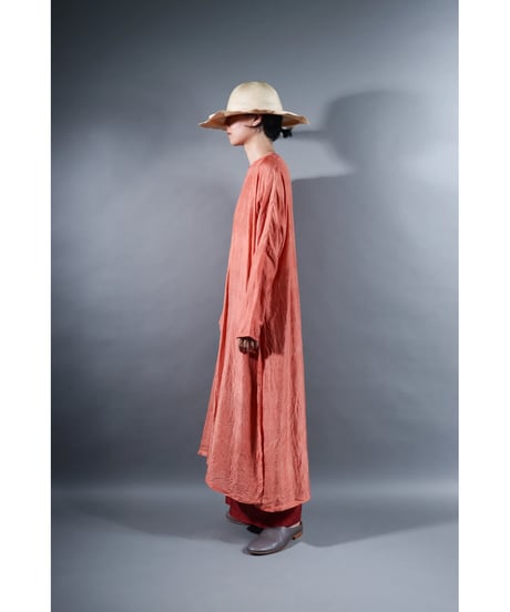 3. Slit dress / Long sleeve / Silk khadi / Sunset pink