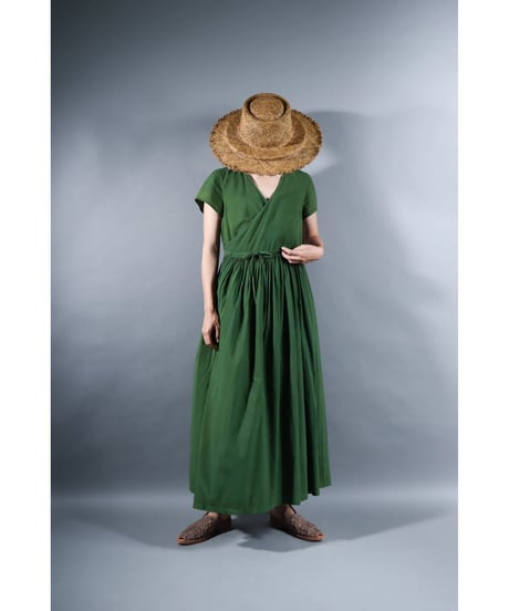 1.Lilith cap sleeve dress / sp / Organic cotton lawn /  Forest green