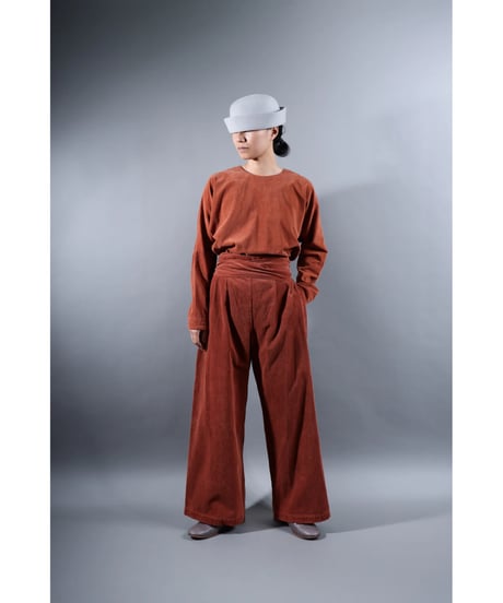 1.Hakama corduroy pants sp / organic cotton / size2 / Brick brown