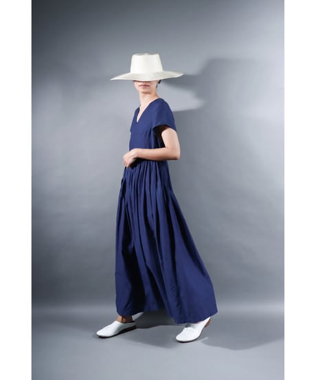 1.Lilith cap sleeve dress / sp / Cotton silk khadhi / Evening blue